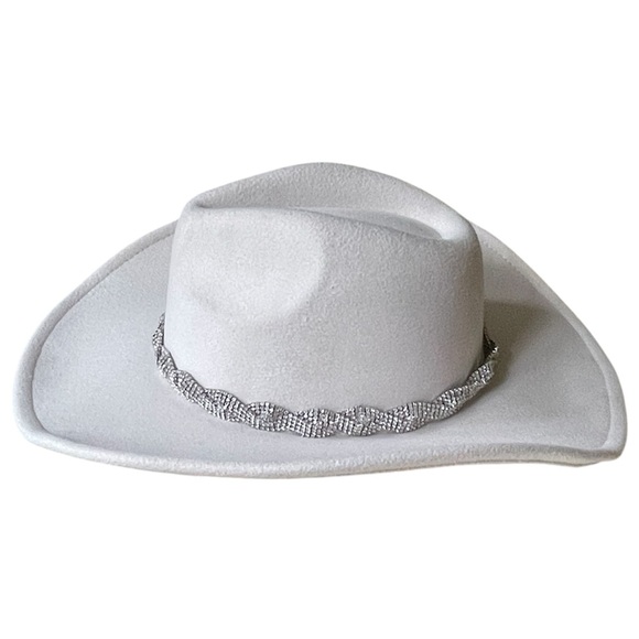 NEW Arula Ivory White Felt Ladies Cowboy Hat with Silver Sequin Braided Hatband - Picture 8 of 12